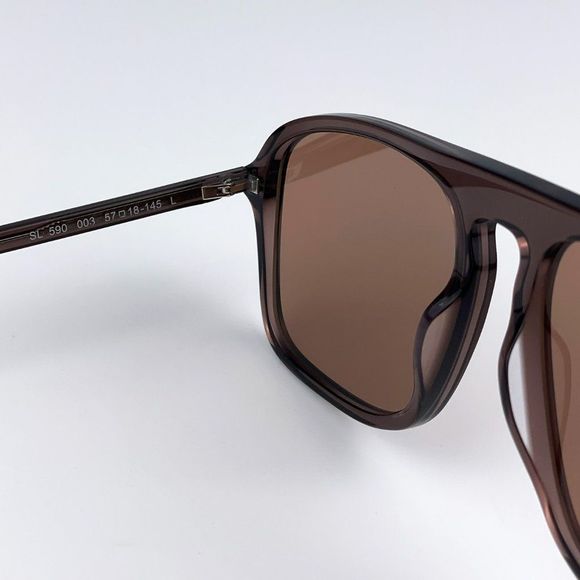 🔥Saint Laurent SL590 003 Sunglasses Brown Aviator Unisex - Picture 12 of 15